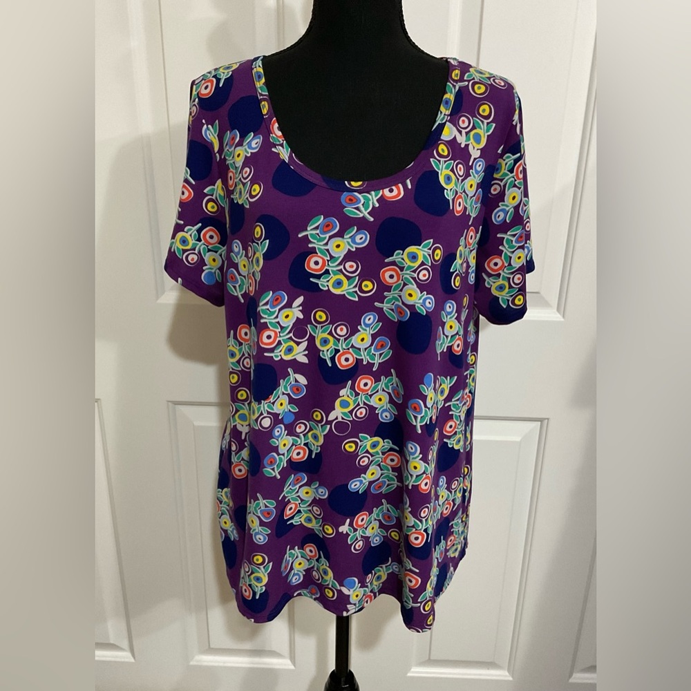 LuLaRoe XL Purple and Yellow Relaxed Classic T
